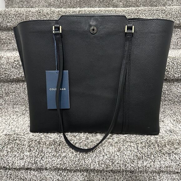 NEW Cole Haan Everyday Grand Series Black Leather Tote Bag Top Zip, Retails $310 - Picture 2 of 16